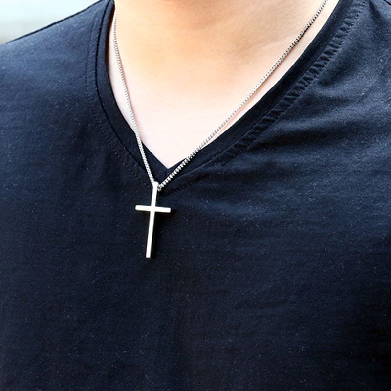 Christian Jesus Single Titanium Cross Necklaces Pendants Women Stainless Steel Gold Silver Black Prayer Choker Men Jewelry