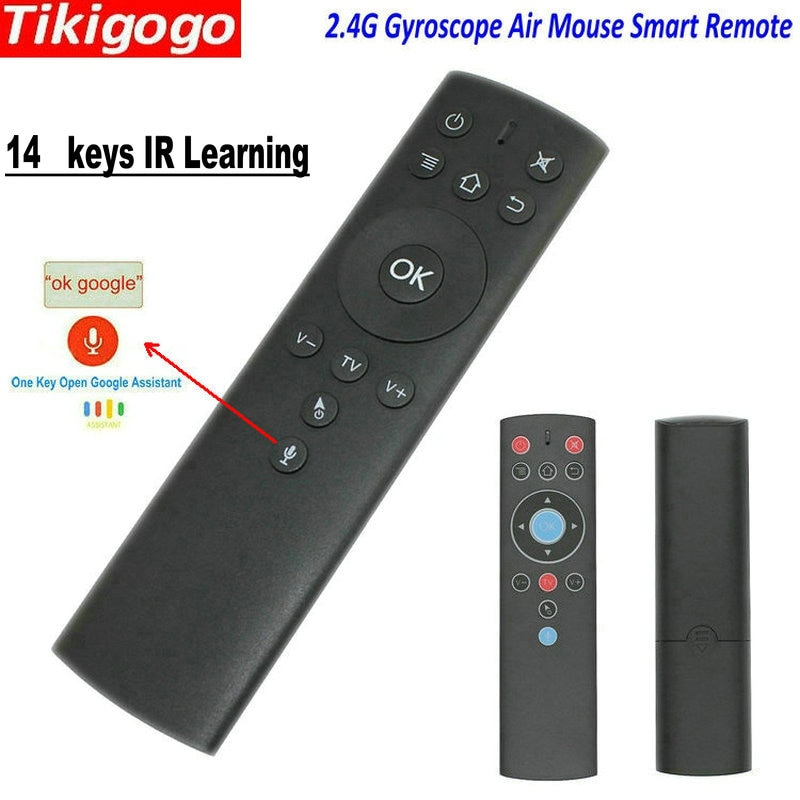 Tikigogo T1M Gyroscoop Air Mouse 14 IR Leren Microfoon voor Google Voice Search voor Android Smart TV Box PK G10 g20 s Afstandsbediening