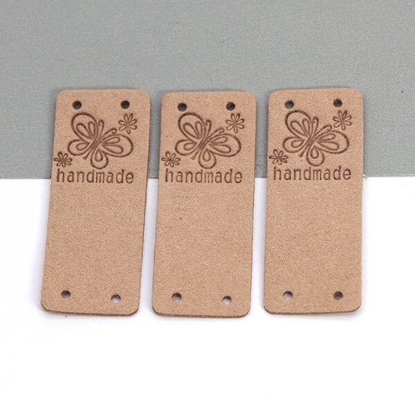 Etichetta fatta a mano farfalla 20 pezzi etichette in pelle per abbigliamento etichette fatte a mano per cucito cappello fai da te accessori per cucire 2x5CM 10 colori: 08