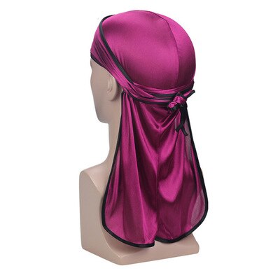 Luksus herre silkeaktig durags bandana turban lue parykker doo menn sateng durag biker hodeplagg pannebånd pirat lue hårtilbehør: 1