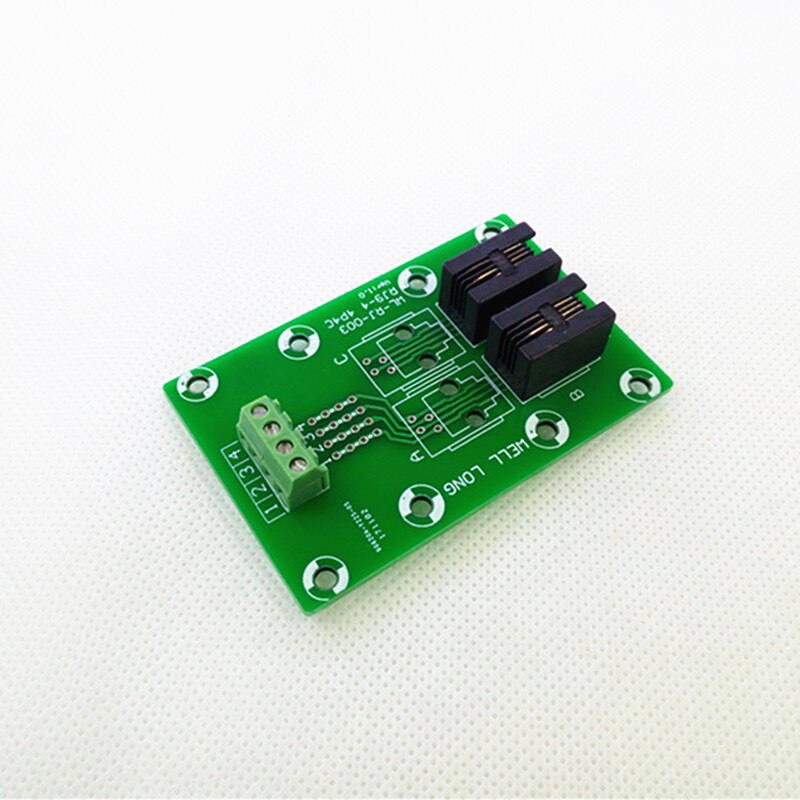 RJ9 4P4C Right Angle Jack 2-Way Buss Breakout Board, Terminal Block, Connector.