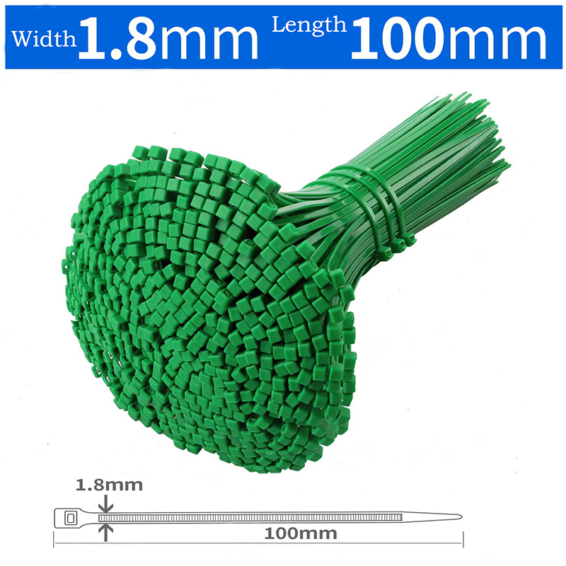 100 Uds 3*100mm rojo amarillo azul verde brillante autoblocante bridas de plástico de nailon organizador de cables bridas con cremallera abrazaderas de barra de amarre: 3x100mm / Verde