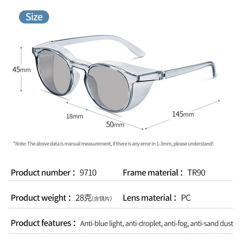 Photochrome Polarisierte Sonnenbrille Seite Schilde Anti-allergie Wind Spritzen Sicherheit Verfärbung Brille