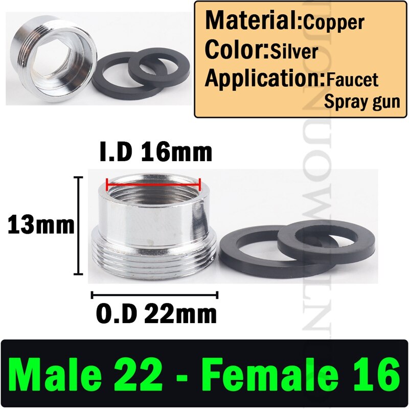 2 Stks/partij M22 Om M20 M18 M28 Draad Rvs Connector Kraan Gewrichten Waterzuiveraar Accessoire Keuken Water Tap Adapter: M22 to F16