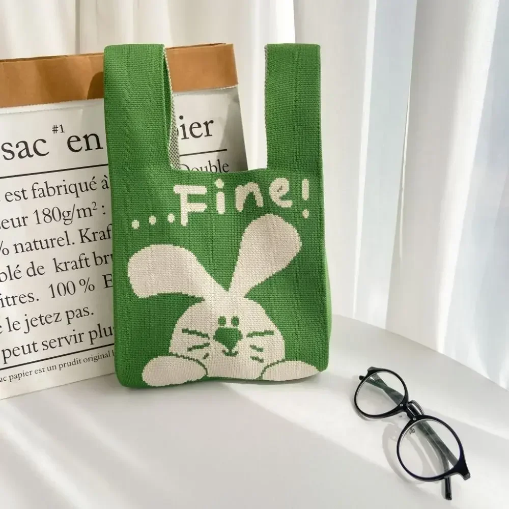 Katten Gebreide Handtas Mode Gebreide Handgemaakte Boodschappentassen Met Hoge Capaciteit Knoop Pols Tas Meisjes