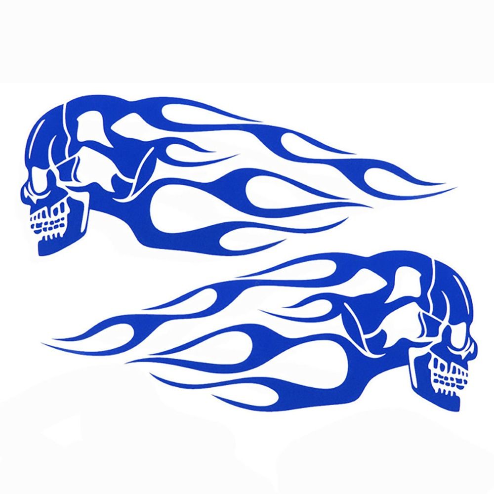 Calcomanías de calaveras de llama para motocicleta, adorno 3D, pegatinas para tanque de combustible, decoración para casco, accesorios universales para coche y moto, 2 unidades por juego: Marfíl