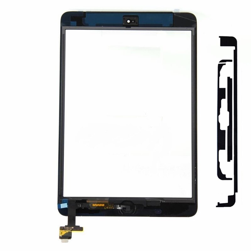 Qualidade original para ipad mini 1 2 a1432 a1454 a1455 a1489 a1490 a1491, touch screen digitizer, sensor de substituição + botão chave