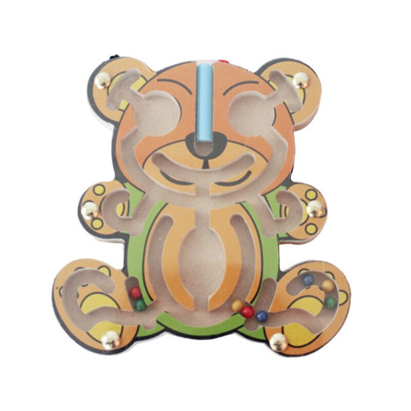 Magnetische Doolhof Houten Puzzel Labyrint Cartoon Dierlijke Vorm Kinderen Vroeg Leren Educatief Intellectuele Game Speelgoed Voor Kinderen