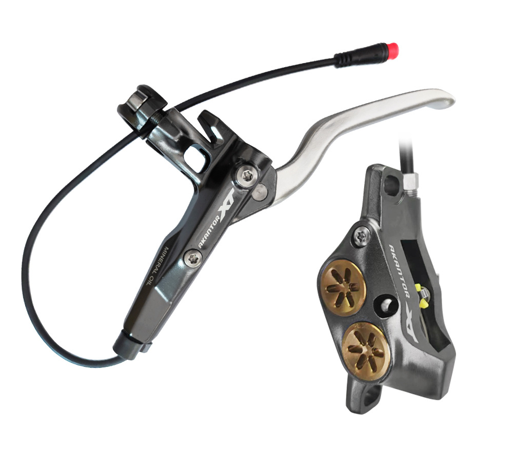 Bicicleta eléctrica plegable XT, freno de disco hidráulico de 4 pistones, frenos de presión de aceite, 950/1850mm, cuatro pistones ultraligeros