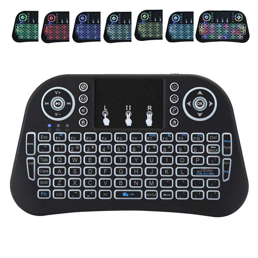 Wireless Keyboard Mini Portable Keyboard 2.4G Wireless Colorful Lighting i10 for Remote Contolling Gaming Travelling Continuous