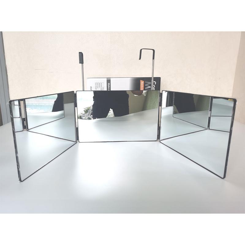 Espejo de 3 vías con ángulo de visión de 360 grados, espejo de práctica para auto corte y peinado, herramienta de corte de pelo DIY, Espejos decorativos