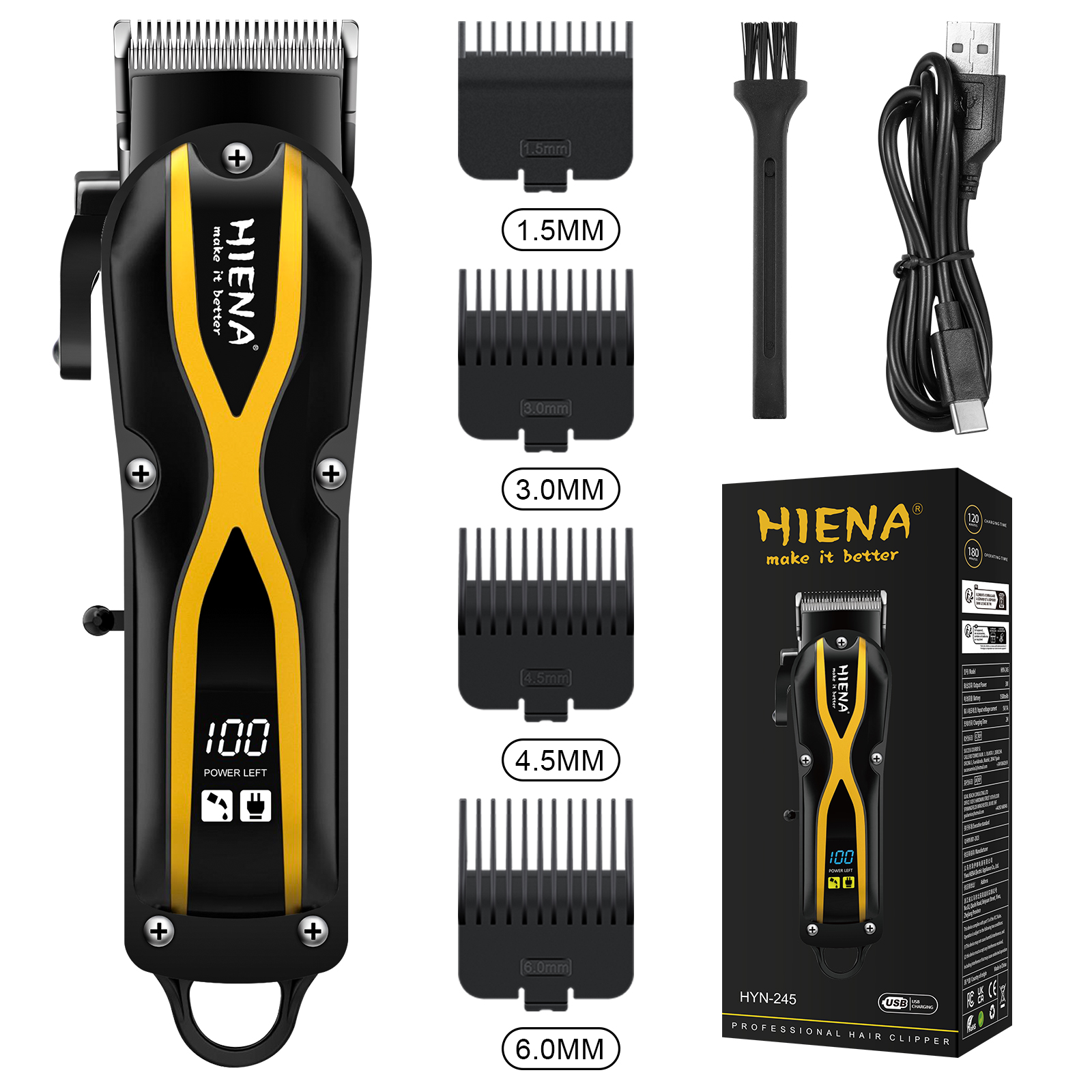 Hommes électrique tondeuse à cheveux barbier finition sans fil tondeuse à cheveux Rechargeable électrique visage barbe Machine de coupe de cheveux: Or
