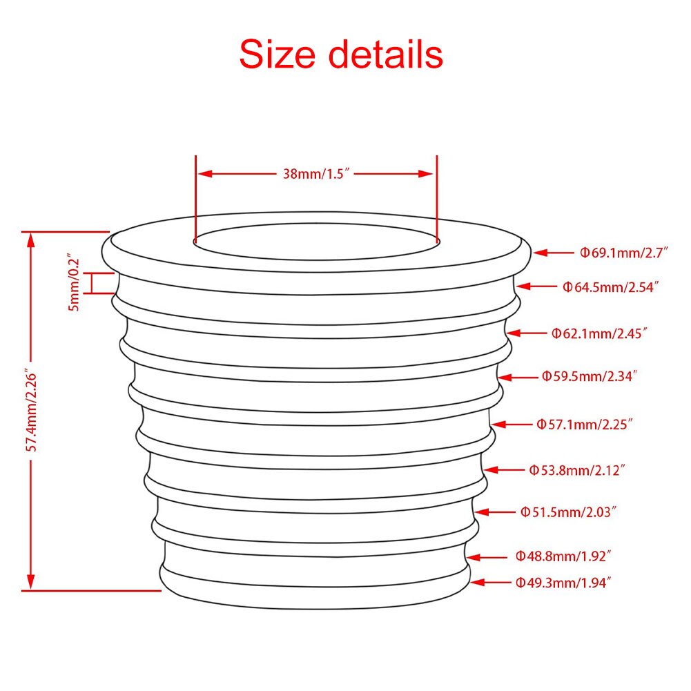 Terrassebord paraply kegle kile ring stik passer til paraply stang diameter 38mm til terrasse bord hul åbning eller parasol base stativ