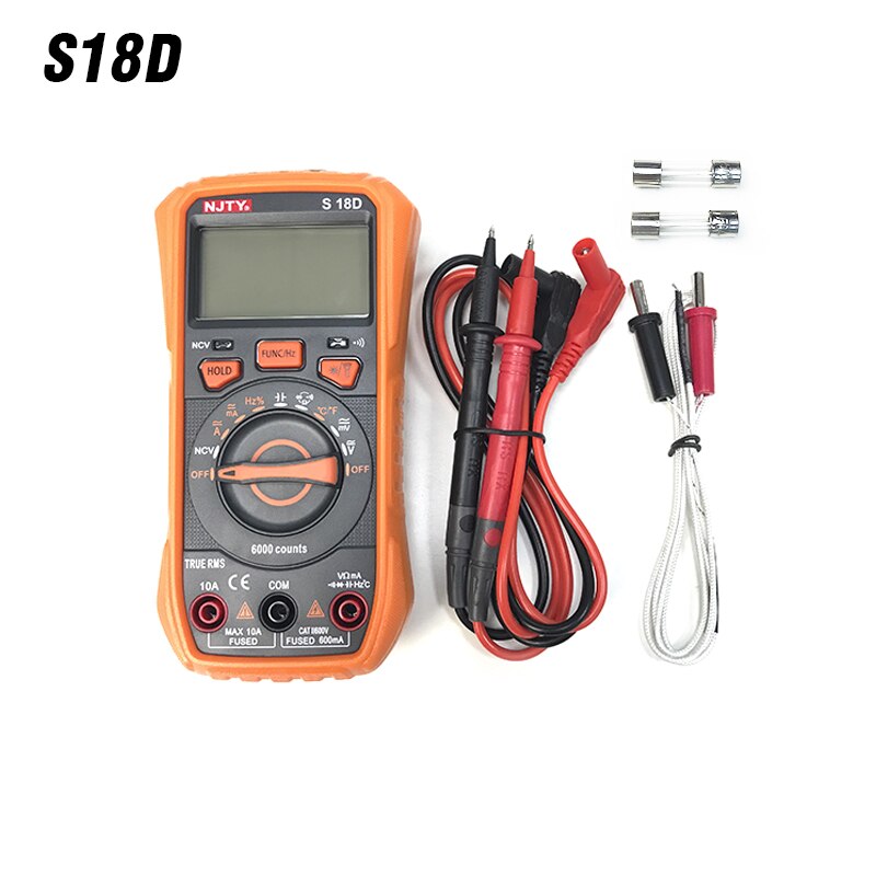 Multimètre numérique T28B/S18D, 6000 points, testeur électrique, détecteur de tension AC/DC, capacité de résistance, gamme automatique: S18D