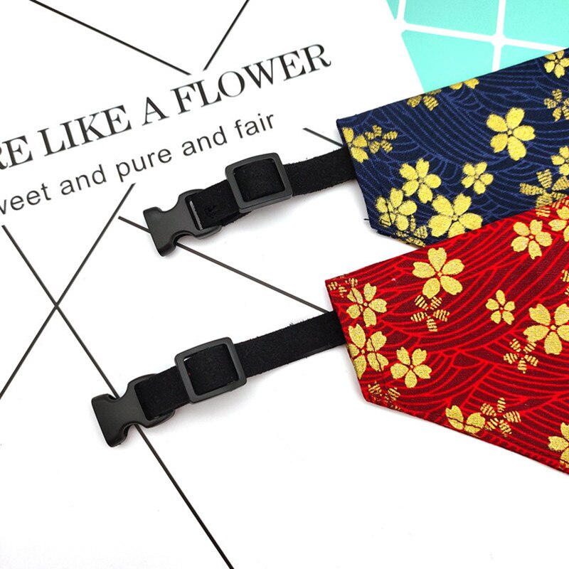 Japanese Adjustable Small Dog Collars Puppy Cute Pet Slobber Towel Outdoor Cat Collar Print Scarf Dog Collar Neckerchief