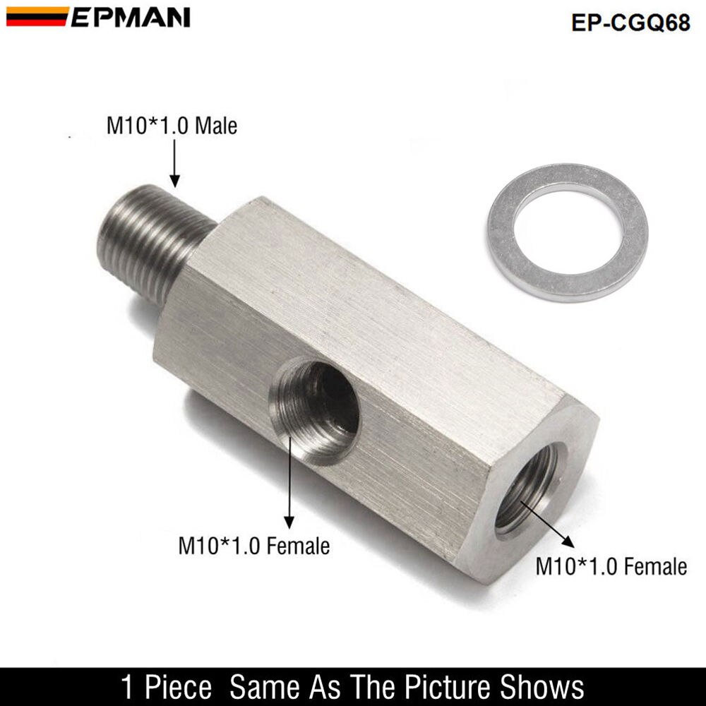 EPMAN 1/8'' NPT & 1/8" BSPT & M10 Oil Pressure Sensor Tee Adapters Turbo Supply Feed Line Gauge Stainless Steel CGQ200: CGQ68