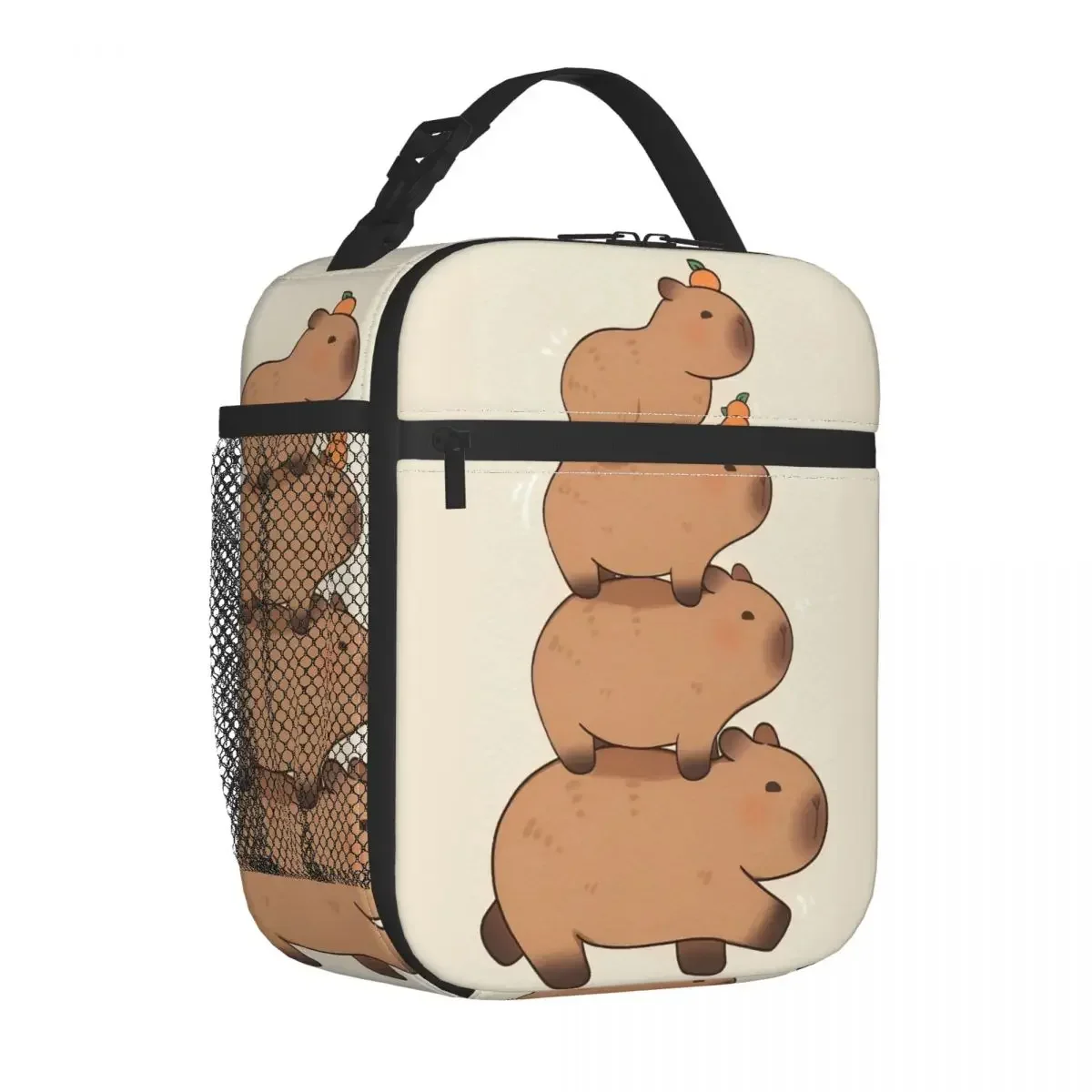 Bee And Capybara Thermal Insulated Lunch Bags for Travel Bee Cappy Reusable Food Container Bags Cooler Thermal Lunch Boxes: army green