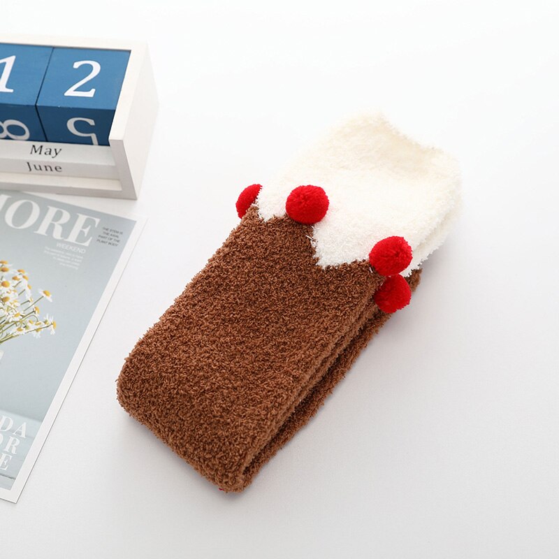 Sokk-chaussettes pour bébés | En molleton de corail, chaussettes à rayures de points, chaussettes pour enfants, chaussettes d'hiver et chaudes, pour bébés garçons et nourrissons, chaussettes tubulaires longues: style 2