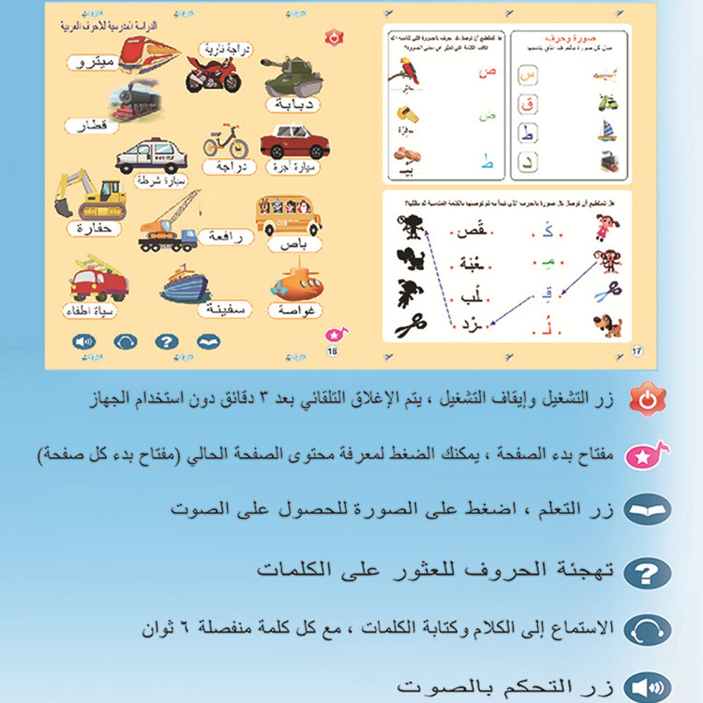 Kids Electronic Arabic Language Multifunction Alphabet Speak Learning Machine Phonetic Chart Wall Book Early Education Toys