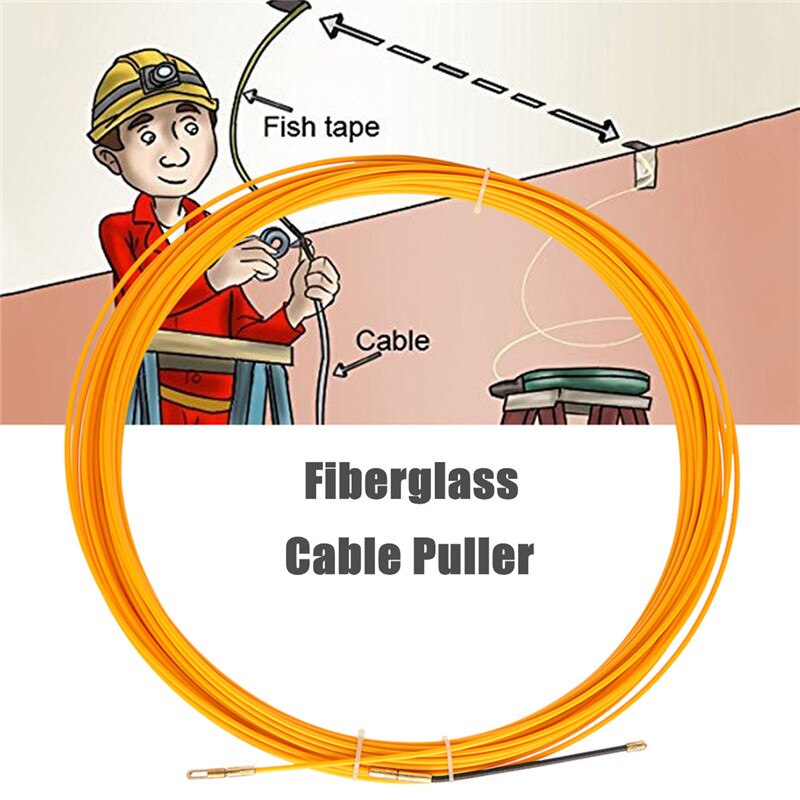 5M/15M/25M Cable Push Puller Fish Tape Fiberglass Reel Push Puller Wire Cable Duct for Telecom Electrical Wire Conduit Tool