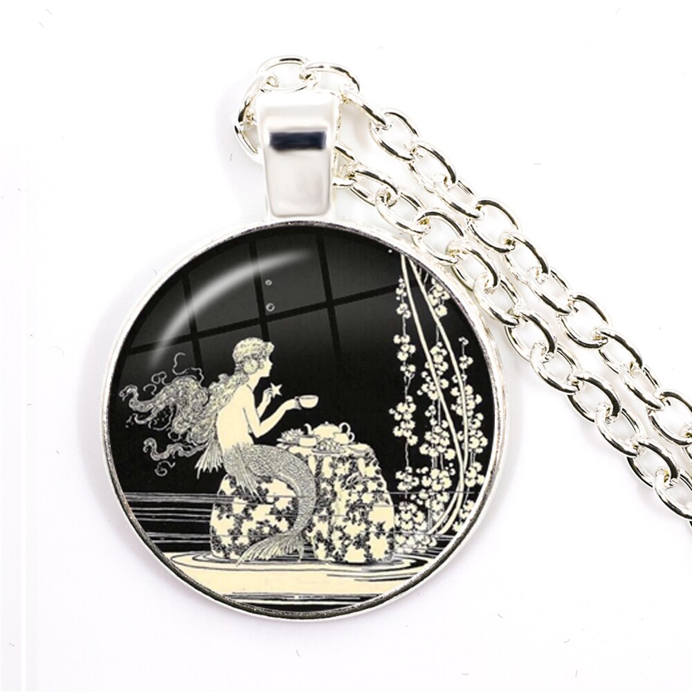 Nouvelle chaîne artisanale Vintage grenouille fée pendentif collier verre Cabochon femmes charme bijoux colares e correntes feminino: Titane plaqué