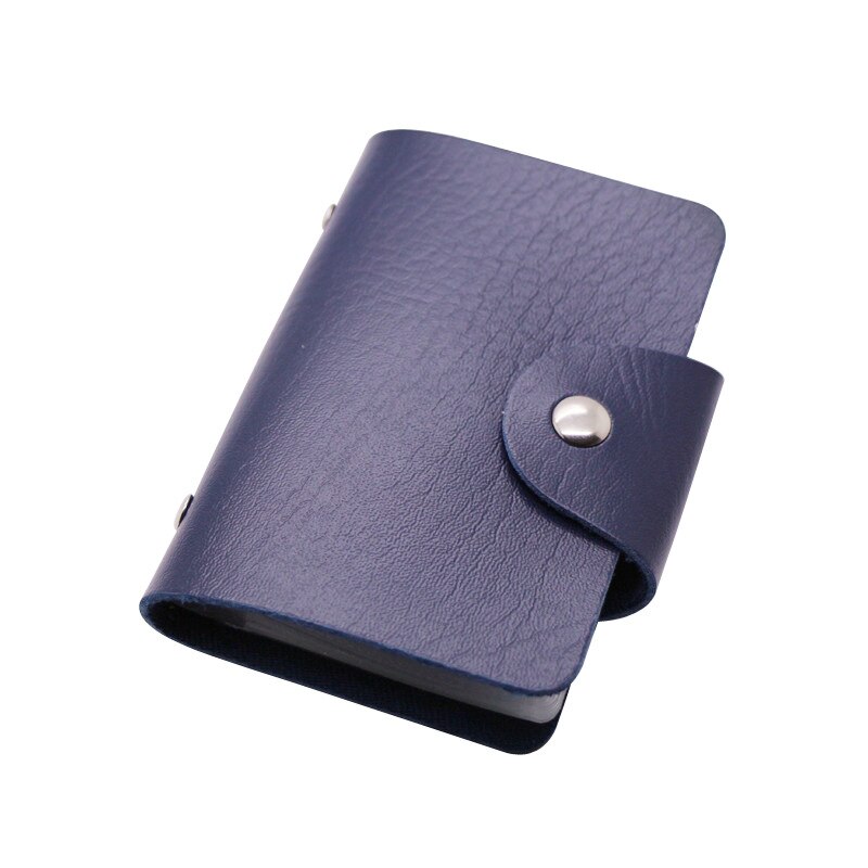 Porte-cartes de crédit 24 Bits, en PU, couleur unie, grande capacité, rangement, Clip, organisateur, étui pour identification, pochette: style 1 navy blue