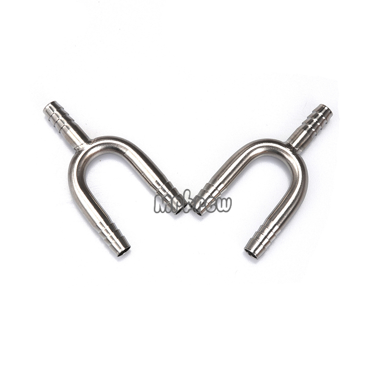 2 stuks roestvrijstalen u-vormige slangpilaar, slangsplitser, type u-vormige fitting voor bierslang