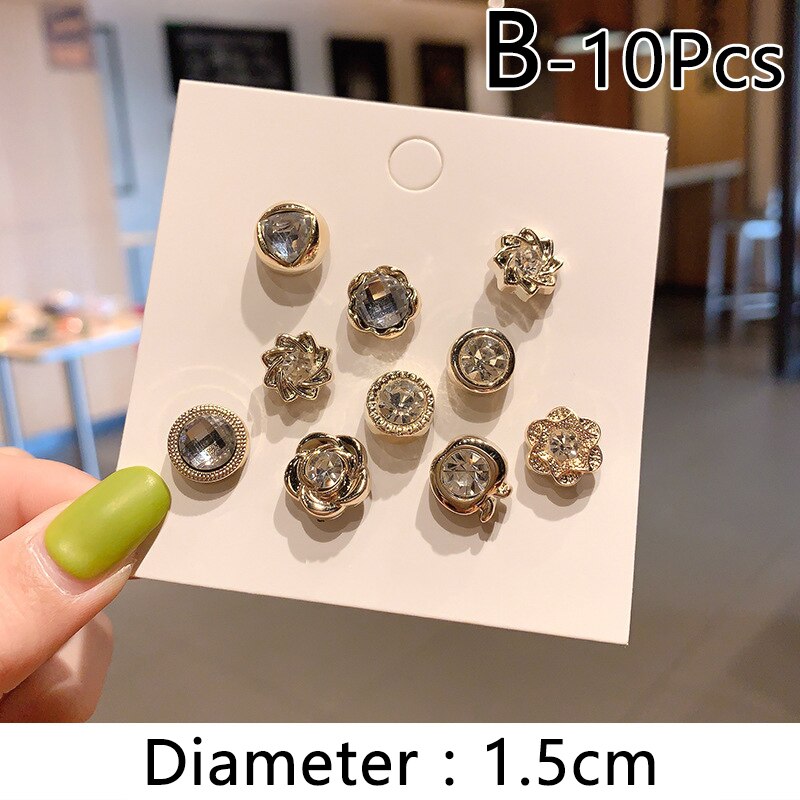 10 stück broschen, damennadeln, kleiderdekoration, Anti-entblößungsschnalle, niedlicher halsverschluss, nagel, perlenknopf-accessoires: B