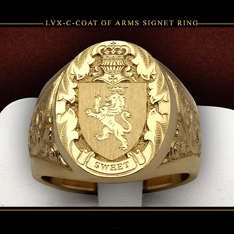 NPKDS Males Luxury 18K Yellow Gold Color Ring Crown Lion Sculpture Coin Finger Ring Punk Biker Rings for Men Rock Jewelry