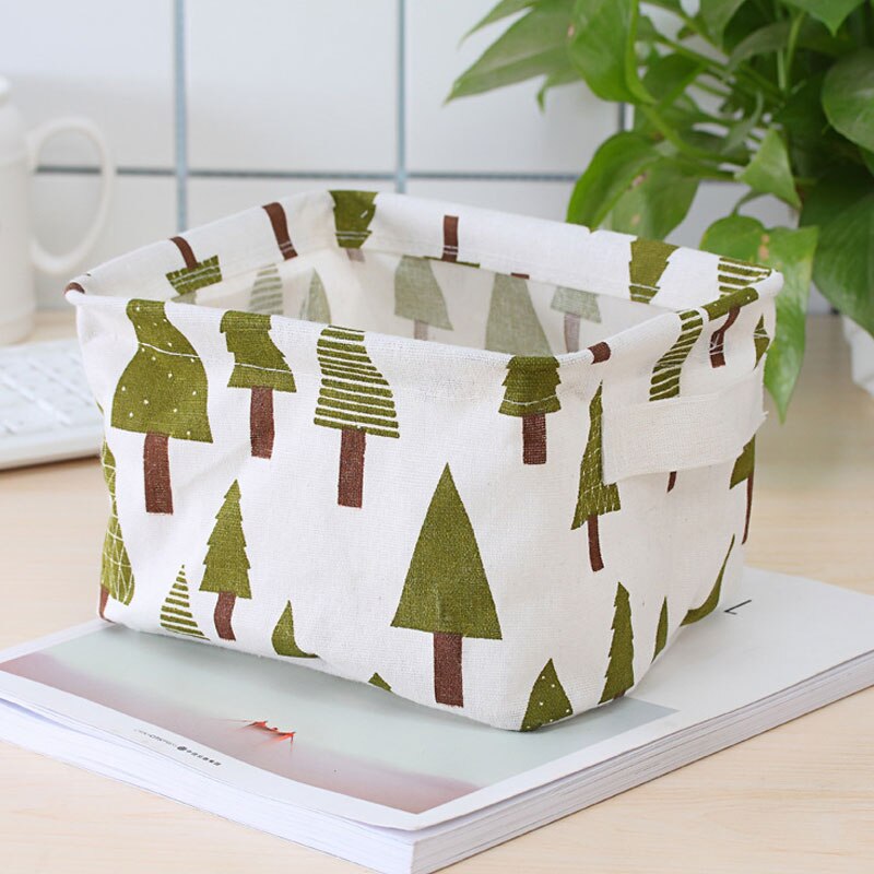 Ménage pliable coton grande capacité jouet de lavage vêtements sales panier de rangement articles de toilette tissu boîte de rangement articles divers stockage: Small tree