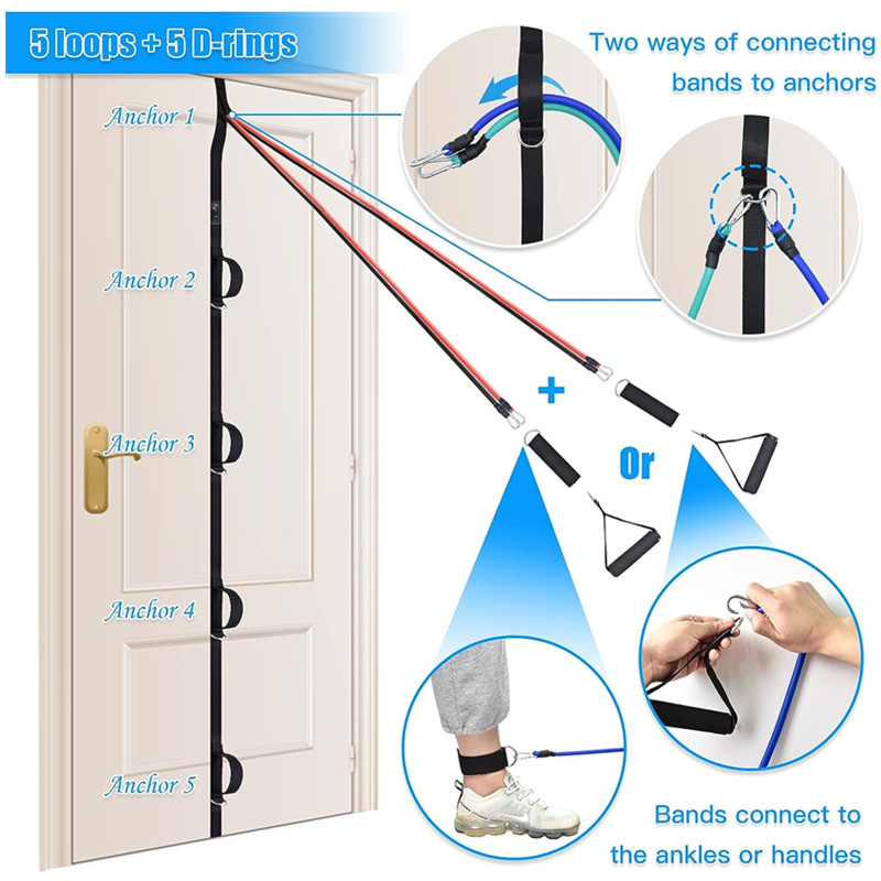 Correa de anclaje para puerta, bandas de resistencia para ejercicios, anclaje multipunto, accesorio de gimnasio, equipo de entrenamiento para Fitness en casa, 12 unidades por juego