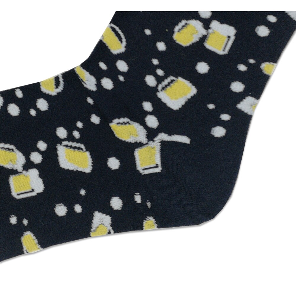 Calcetines de algodón peinado para hombre, calcetín largo, negro, 1 par