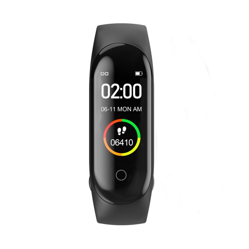 Braccialetto fitness M4 i più recenti braccialetti fitness intelligenti pedometri sportivi cardiofrequenzimetro monitoraggio della pressione sanguigna Bluetooth fitness inseguitore: nero