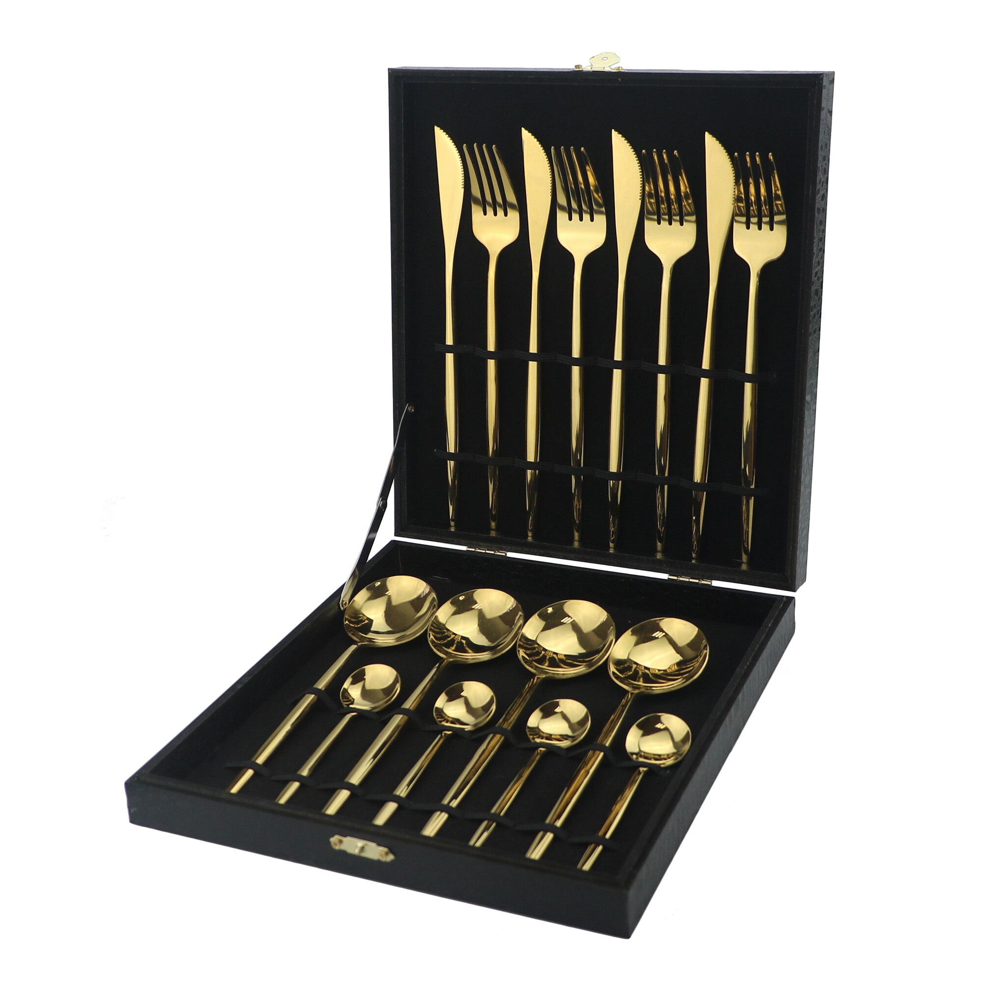 16pcs Luxury Cutlery Set Rainbow Dinnerware Set Stainless Steel Tableware Fork Knife Spoon Dinner Set Silverware With Box