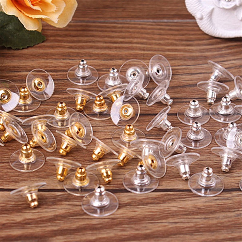 50 Stks/zak Rubber + Metalen Oorbel Rug Stopper Earnuts Stud Oorbel Terug Voor Sieraden Diy Sieraden Maken Accessoires