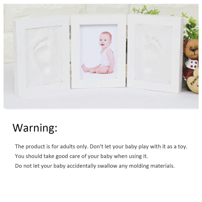 Neugeborenen Baby Handabdruck Fußabdruck Sichere Saubere Ungiftig Reinigen berühren Pad Massivholz Tri-falten Hand Fuß Druck foto Rahmen Souvenirs