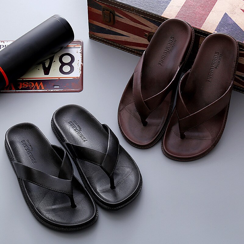 Whoholl Brand Summer Men Flip Flops Beach Sandals Anti-slip Zapatos Hombre Casual Shoes