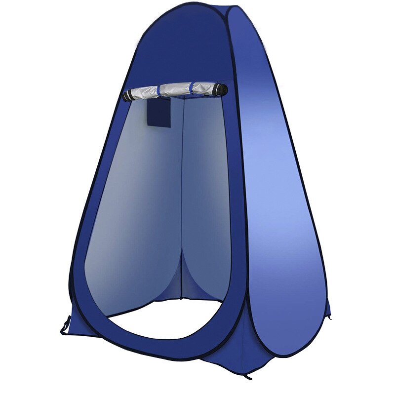 Camping Thick Waterproof Coated Silver Automatic Quick-open Outdoor Shower Fishing Bath Toilet Bathing Tent Sun Shade Tent: Blue no windows