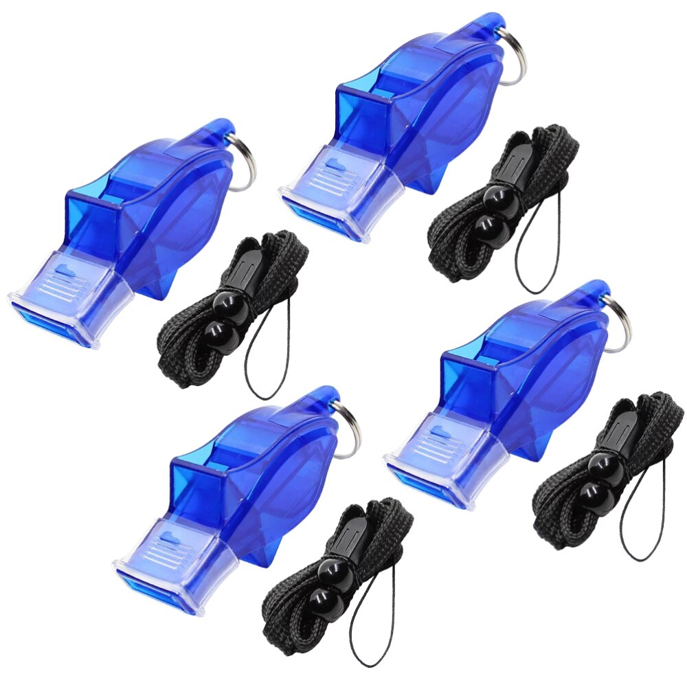 4 Set Simple Training Whistle Sports Referee Whistle with Lanyard for Kids School Sports Soccer Basketball (Dark Blue)