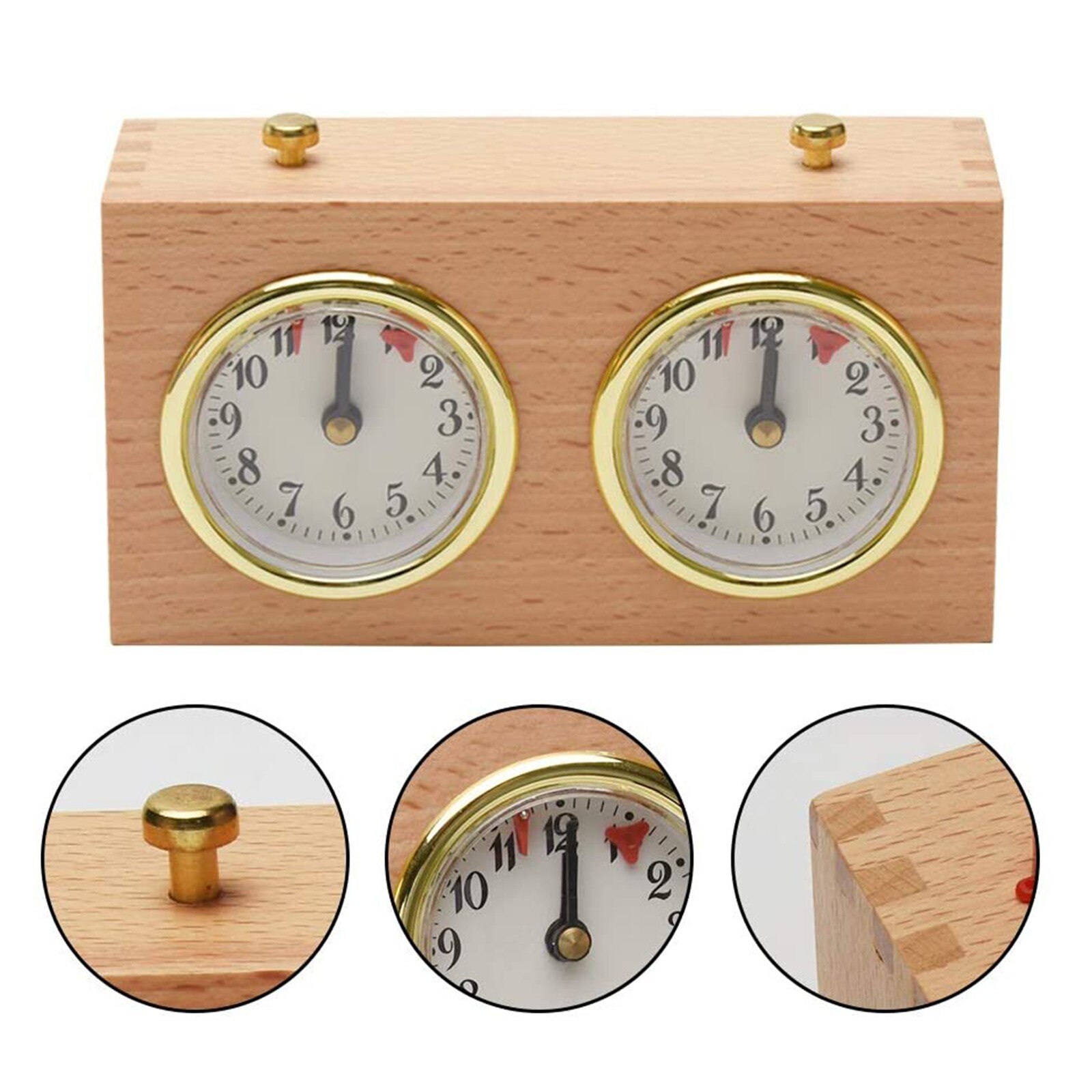 Retro Mechanische Schaakspel Klok Retro Houten Shell Mechanische Schaakklok Vingertop Display Thuis Slaapkamer Bed Decor