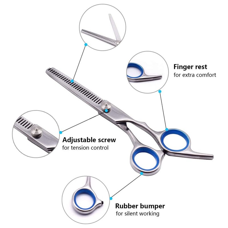 Hondentrimmer met ronde veiligheidspunten, trimset voor huisdieren, rechte schaar met kam voor honden en katten