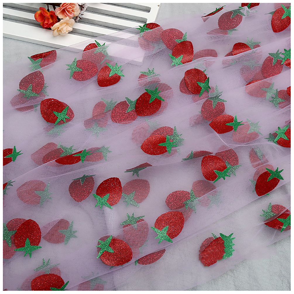 Modieuze Aardbei Tule Stof Gedrukt Mesh Stof Bruiloft Stof Voor Naaien Jurk Meisje Tule Rok 50cmX160cm: 8