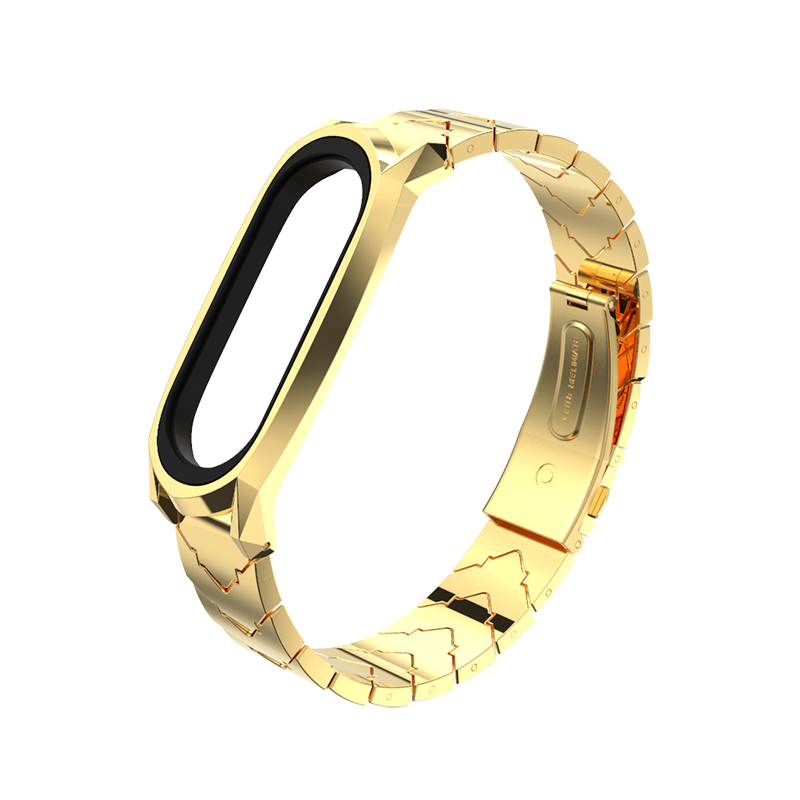 Mijobs Mi band 4 Strap Metal Stainless Steel Bracelet for Xiaomi Mi Band 4 Mi Band 3 Strap Smart Watch Miband 4 correa Wristband: GT V style Gold