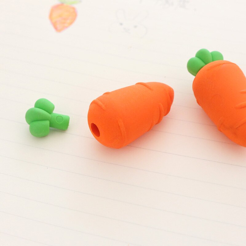 3 teile/satz neuheit Karotte gummi radiergummi kreative kawaii schreibwaren büro schulbedarf papelaria für kinder