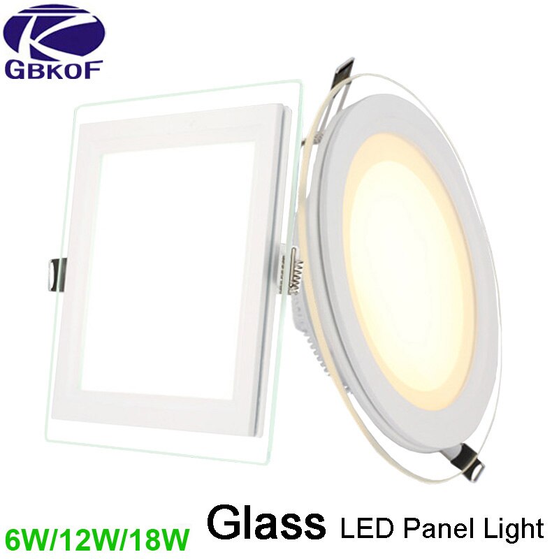 6W 12W 18W Glass led Ceiling Recessed panel Light Painel lamp home decoration round square Led Panel Downlight Cold/Warm White