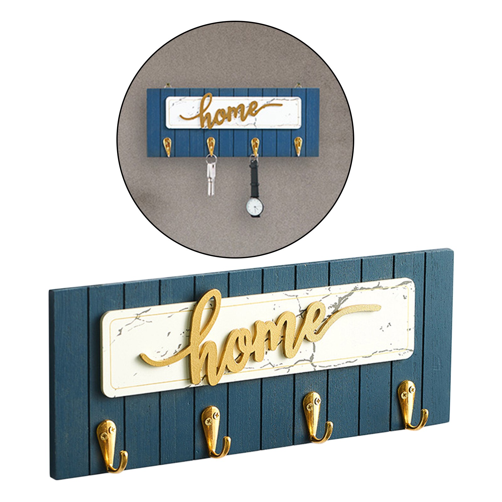 Wooden Wall Sign Plaque with Hooks Wall Mounted Holder Rack Home Decor