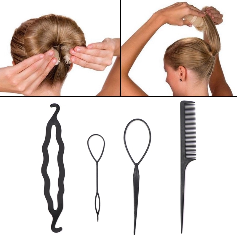 4 pz/impostato Intrecciare I Capelli di Torsione del Bigodino messa in piega impostato Tornante in Possesso di Capelli Trecce Applicatori Tirare fa Capelli coda di Cavallo FAI DA TE Strumento di TSLM1