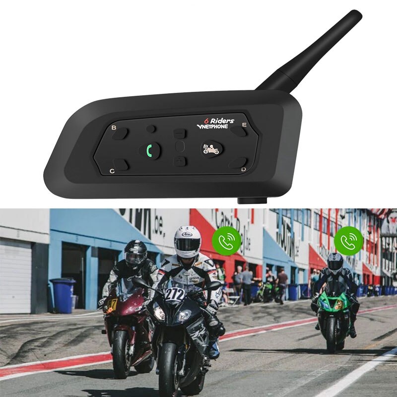 V6 Bluetooth Motorhelm Intercom Headset Met 1200M Bt V6 Plus Interphone Communicator Voor 6 Riders Waterdicht