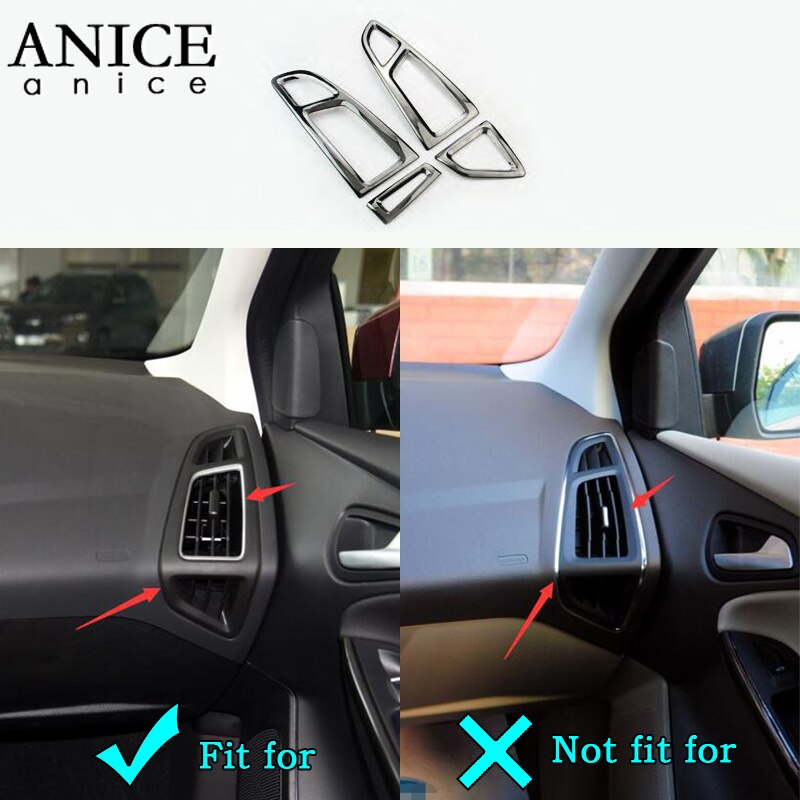 For Ford Focus MK3 stainless steel Interior dashboard air conditioner vent Trim 4PCS LHD LEFT HAND SIDE