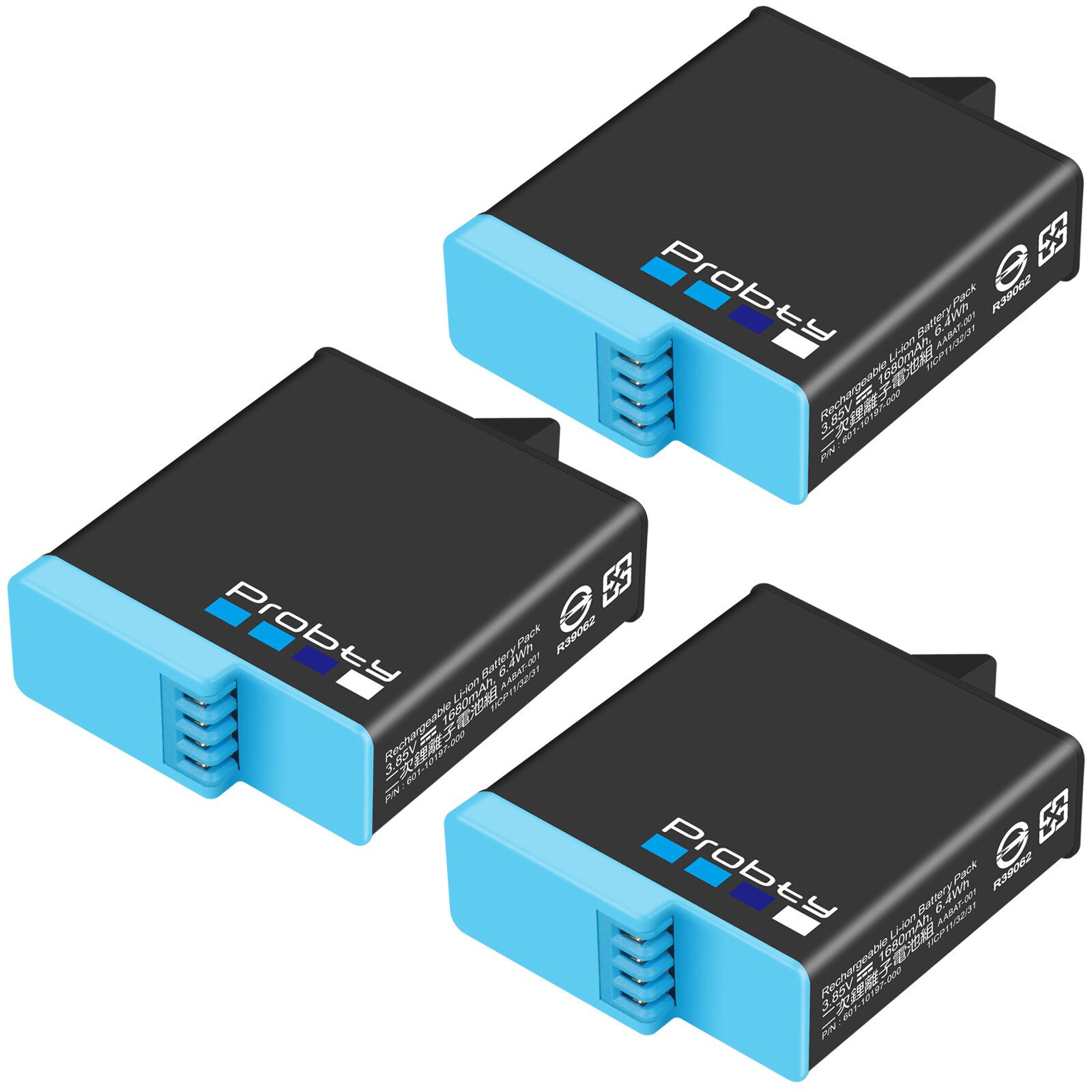 Original Probty Für Gopro Hero 8 3PACK Batterie 2 Slot Ladegerät Kit Lagerung Box Ladegerät für Gopro Hero 8 7 schwarz Hero 6: 3 Pcs Battery